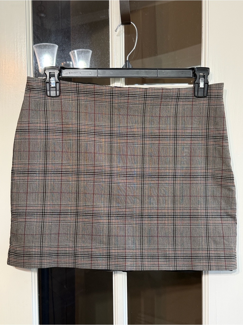 EXPRESS Classic Black & Grey Plaid Windowpane Mini Skirt 12 Preppy Minimalist